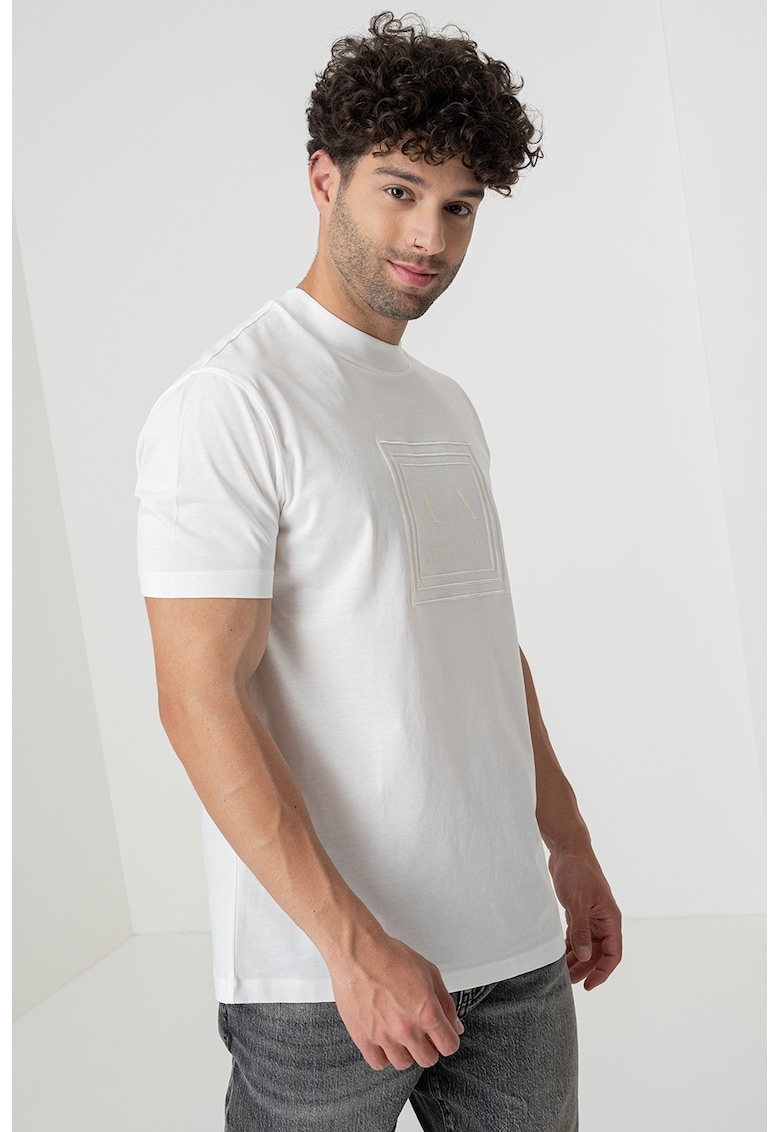 Tricou regular fit cu logo - Alb fildes