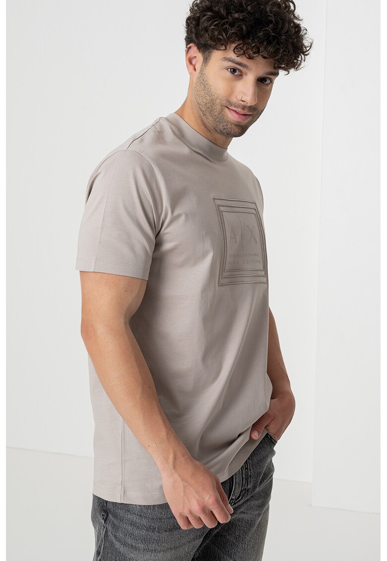 Tricou regular fit cu logo - Maro nisip