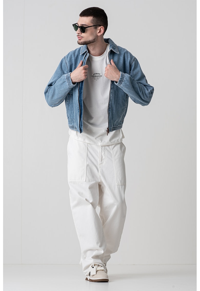 Jacheta-camasa din denim cu fermoar