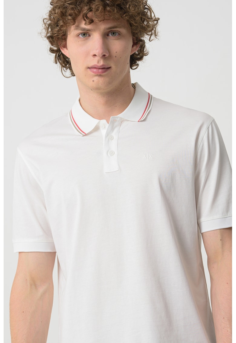 Tricou polo cu model uni - Alb