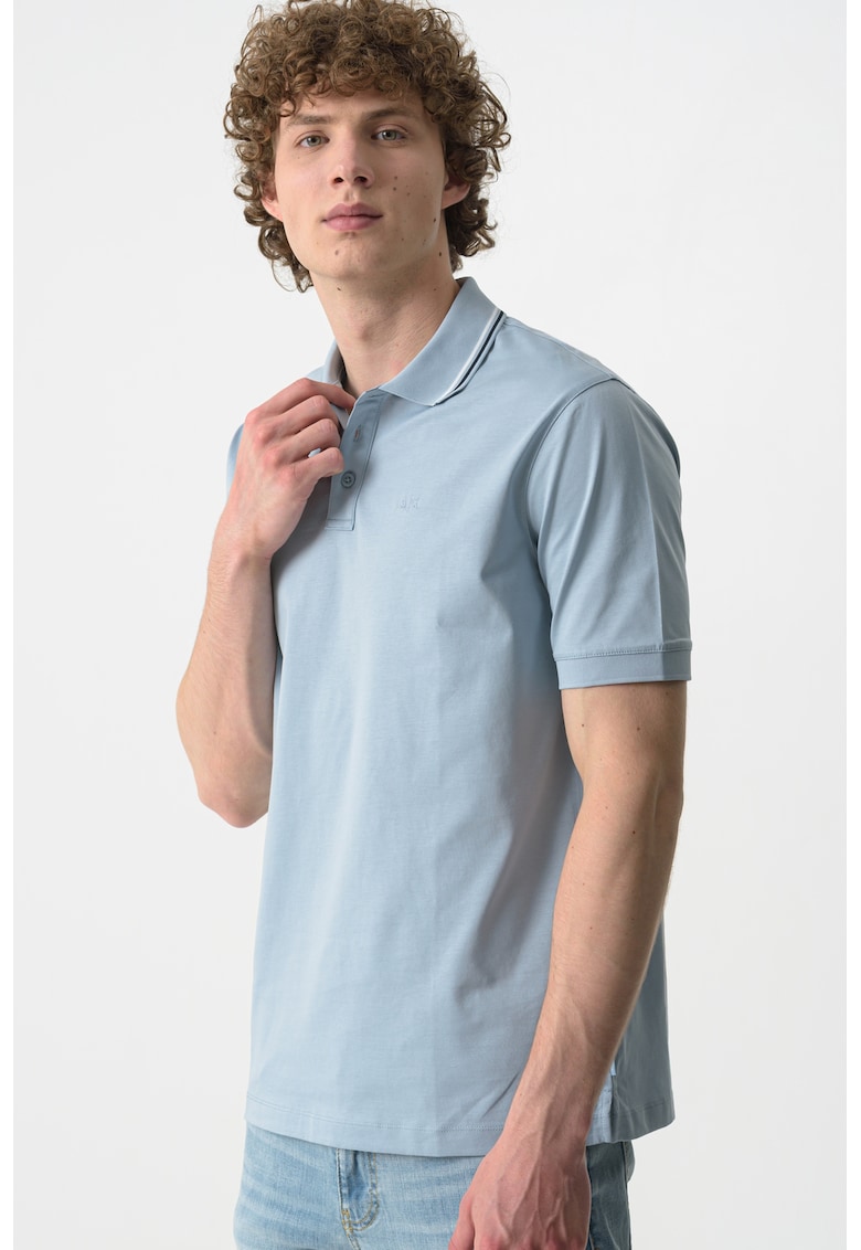 Tricou polo cu model uni - Albastru deschis