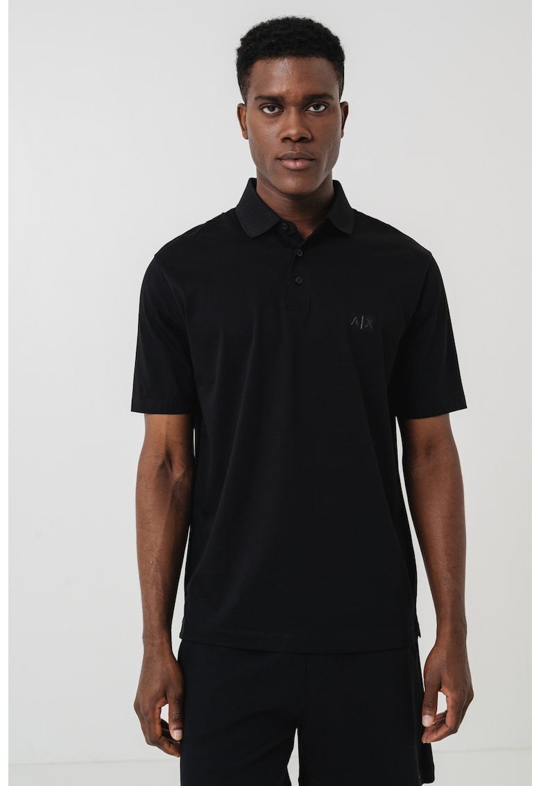 Tricou polo cu logo contrastant - Negru