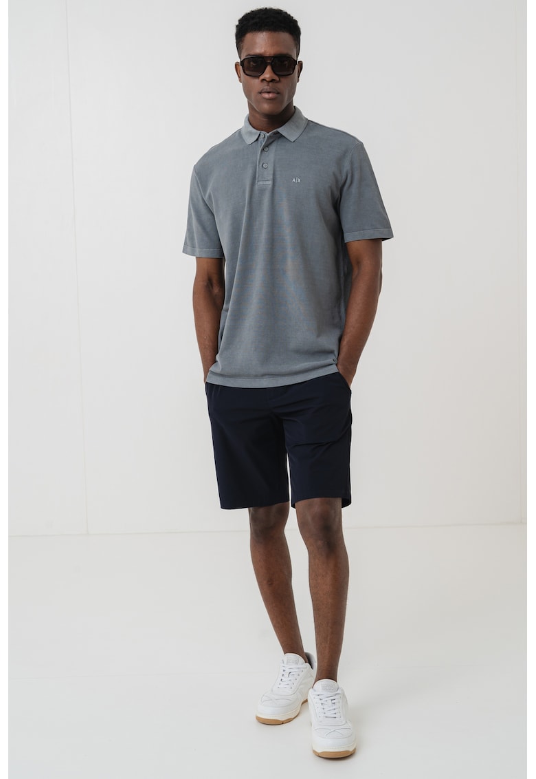 Tricou polo cu logo discret - Gri carbune