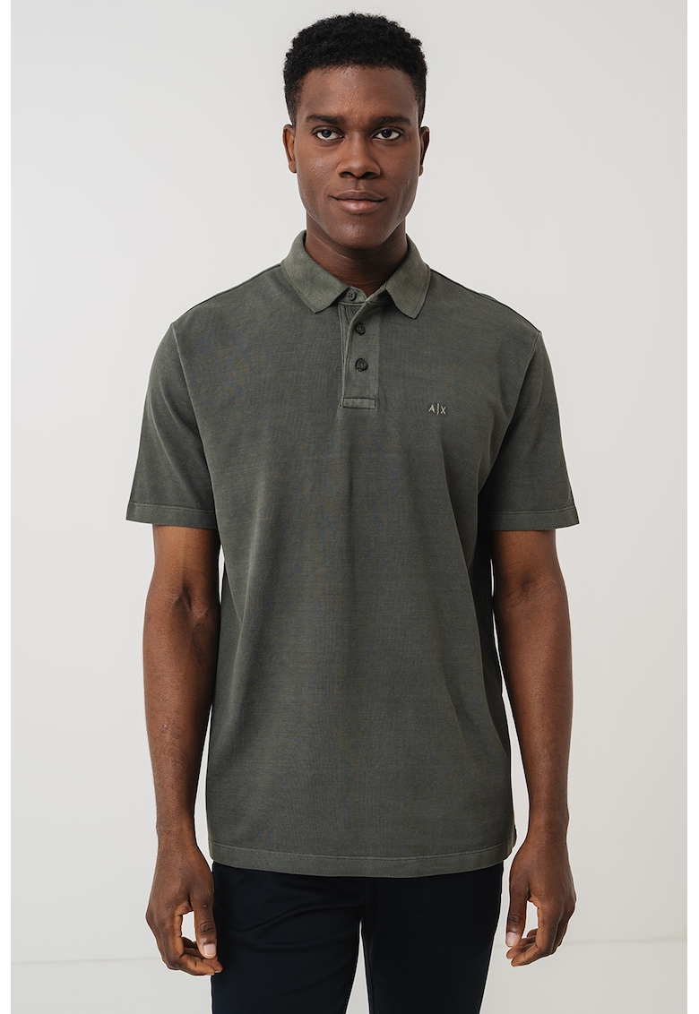 Tricou polo cu logo discret - Kaki inchis