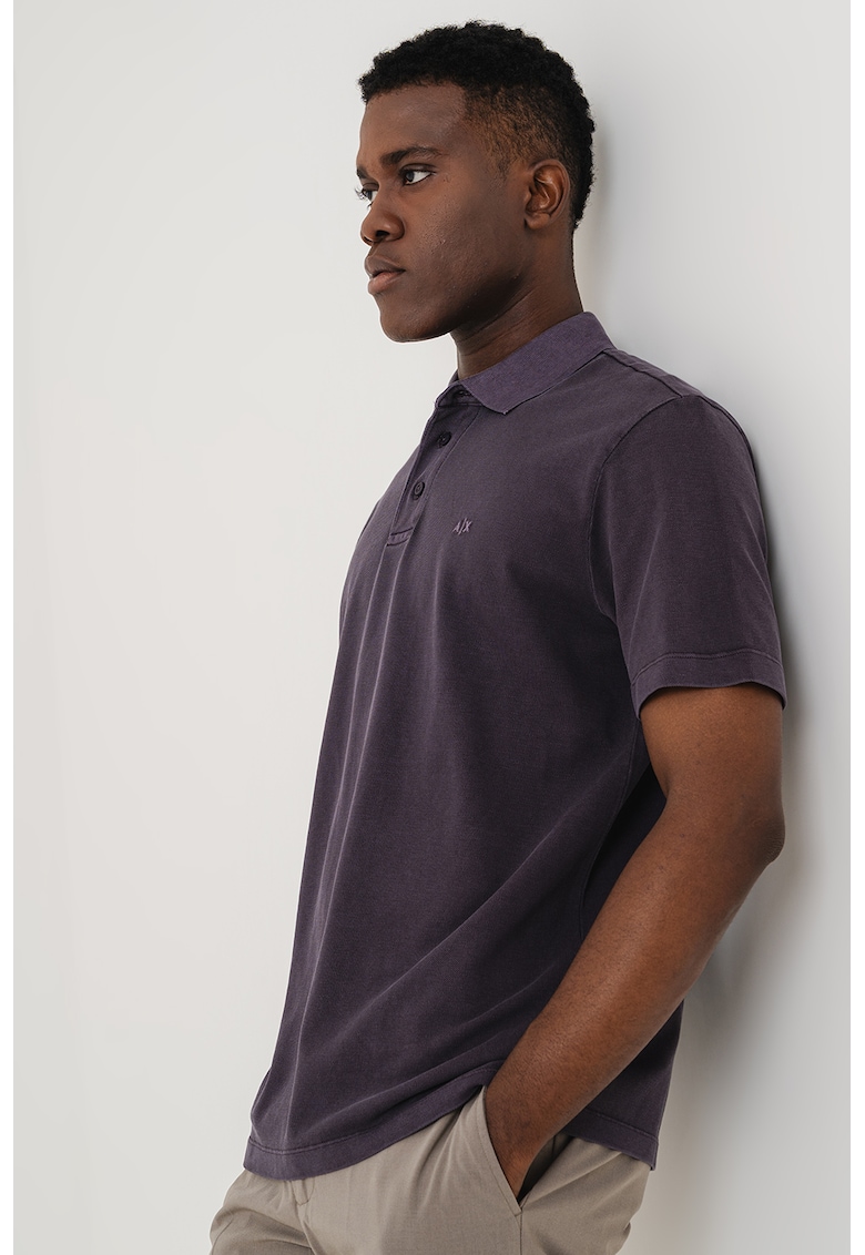 Tricou polo cu logo discret - Violet deschis