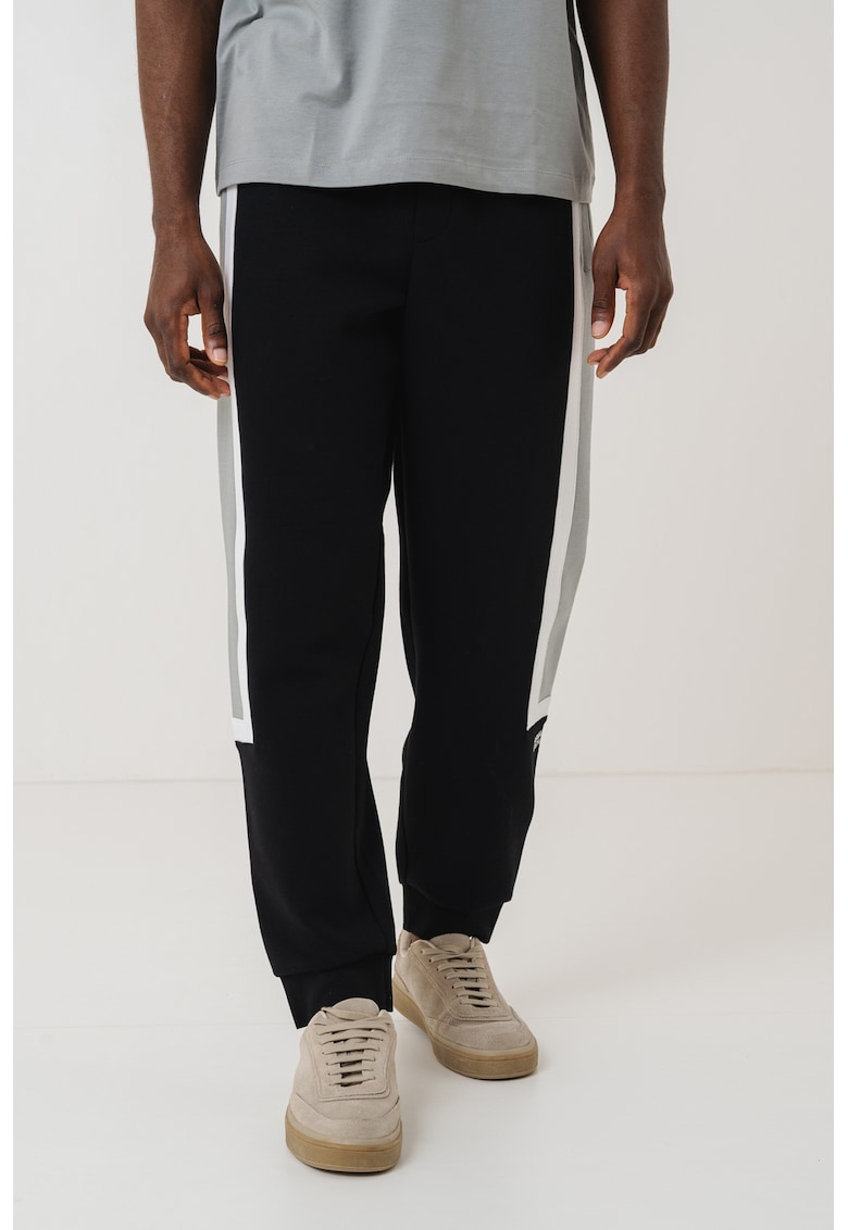 Pantaloni de trening cu snur - Alb/Negru/Gri deschis