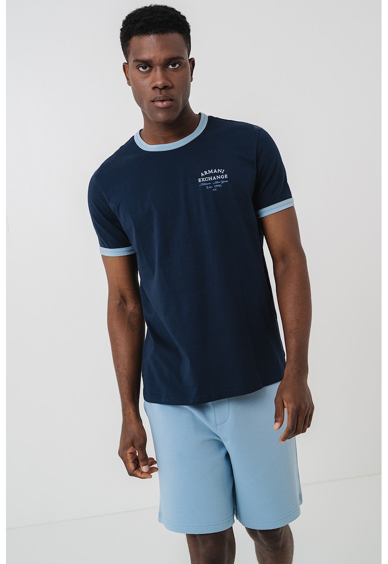 Tricou cu decolteu la baza gatului - Bleumarin