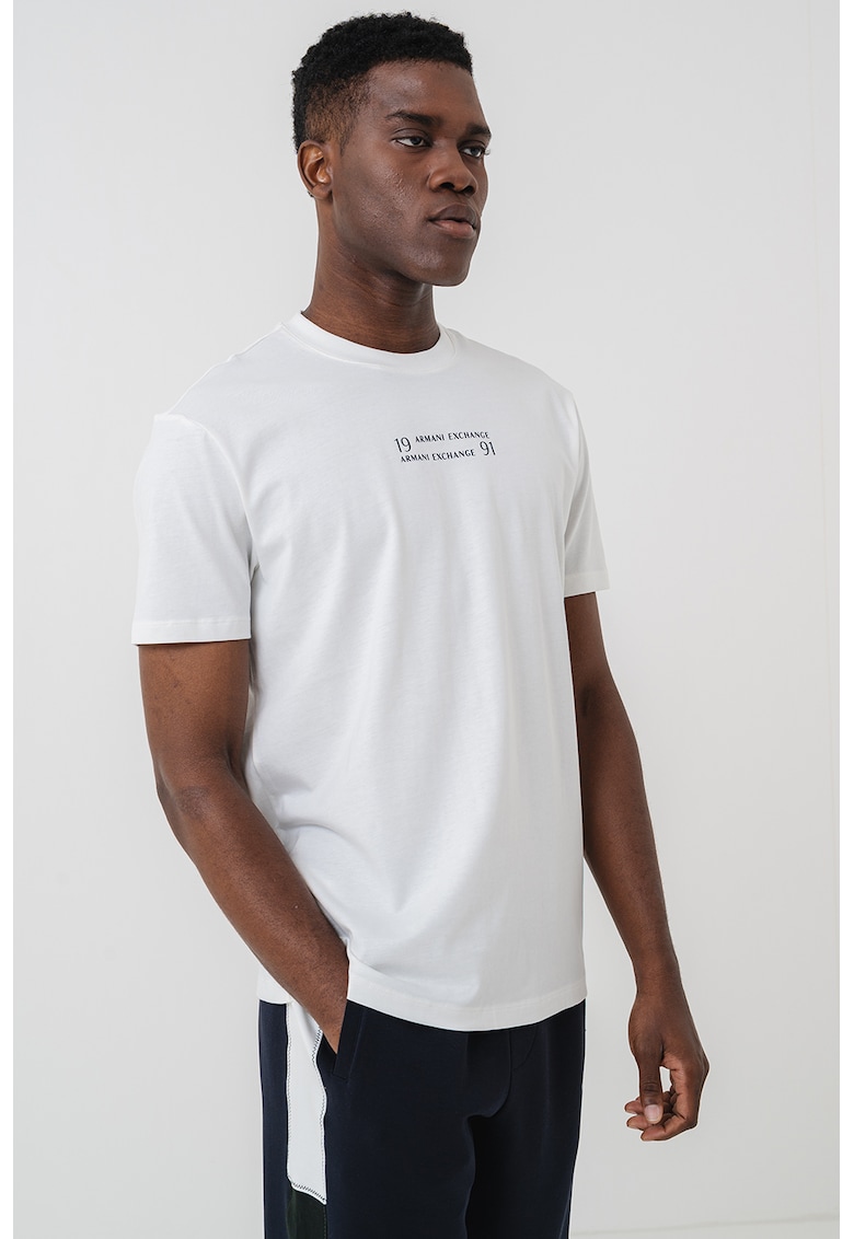 Tricou din bumbac cu logo - Negru/Alb optic