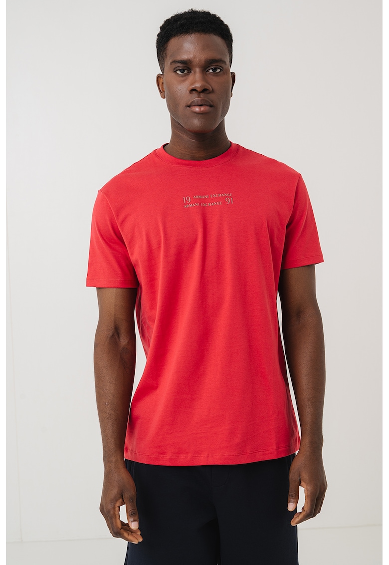 Tricou din bumbac cu logo - Coral