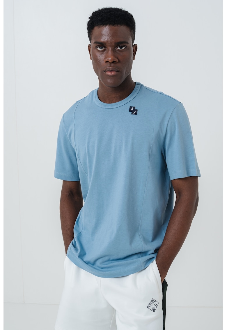 Tricou uni cu logo - Albastru prafuit