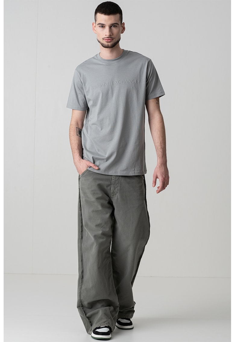 Tricou din bumbac cu logo in relief