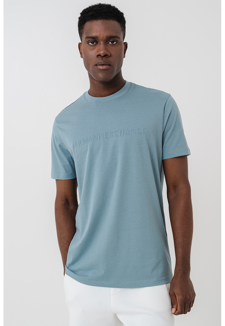 Tricou din bumbac cu logo in relief