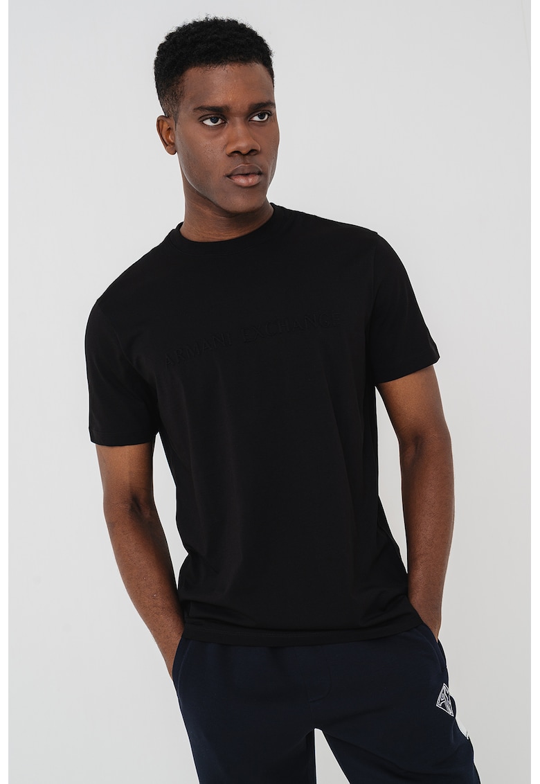 Tricou din bumbac cu logo in relief