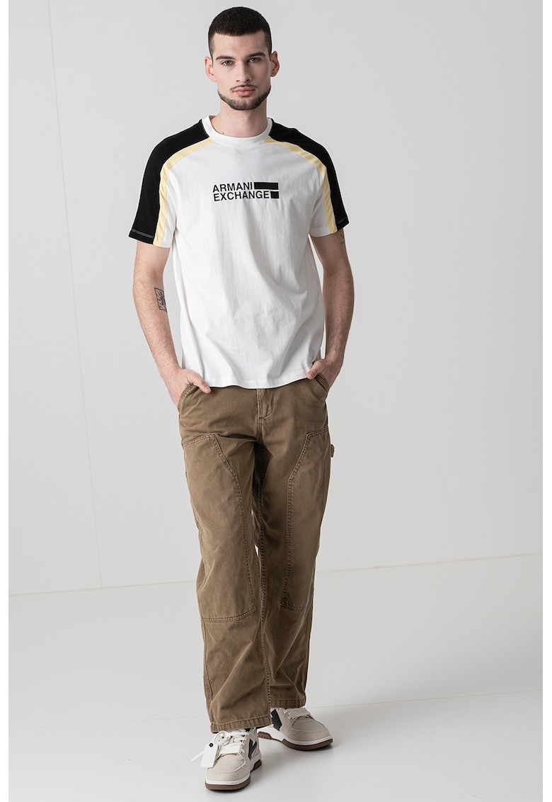 Tricou din bumbac cu insertii contrastante Tricou din bumbac cu insertii contrastante