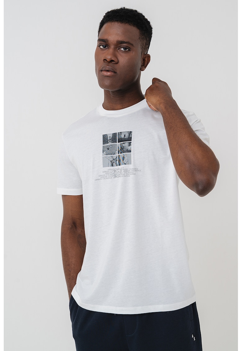 Tricou din bumbac cu imprimeu logo si foto Tricou din bumbac cu imprimeu logo si foto
