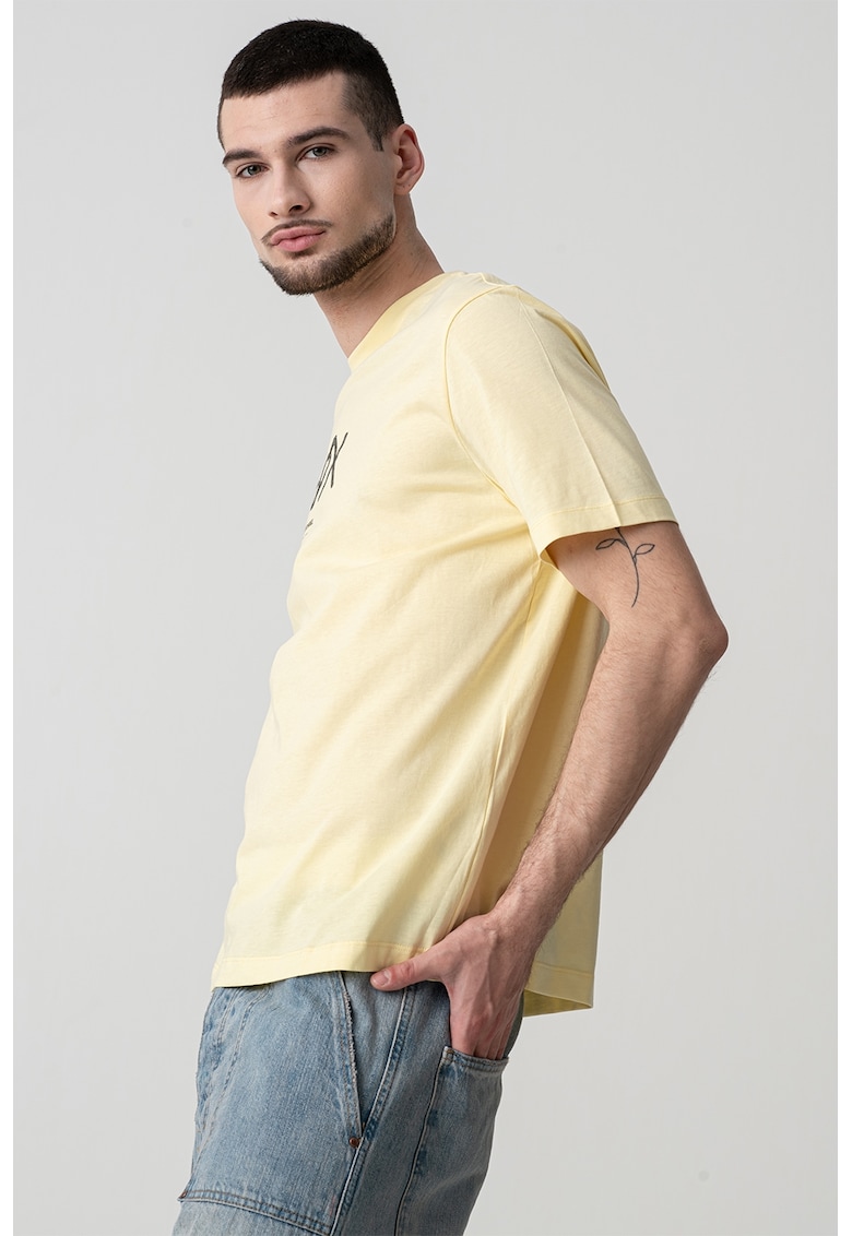 Tricou din bumbac cu imprimeu logo - Galben deschis