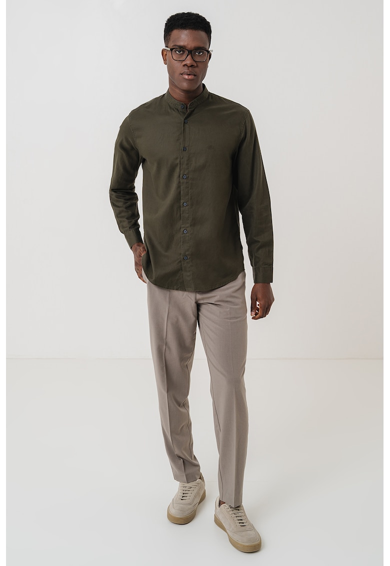 Camasa din lyocell si amestec de in cu guler tip tunica