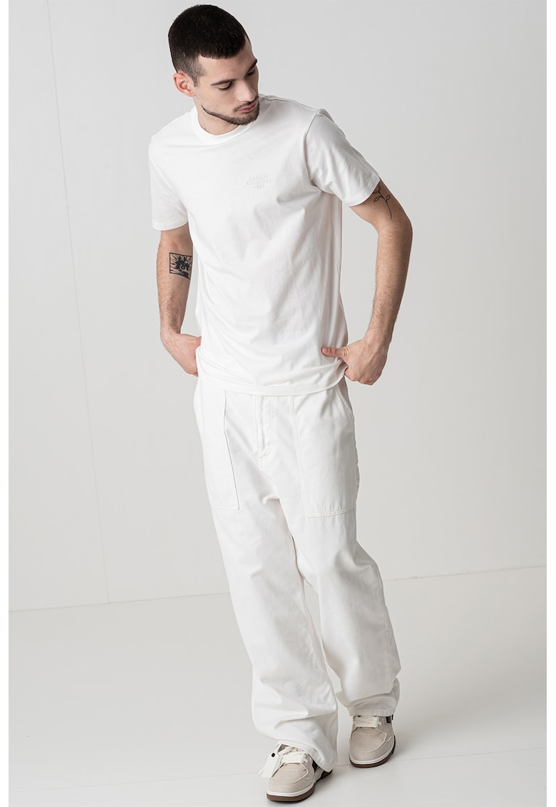 Armani Exchange Tricou cu decolteu la baza gatului - Alb