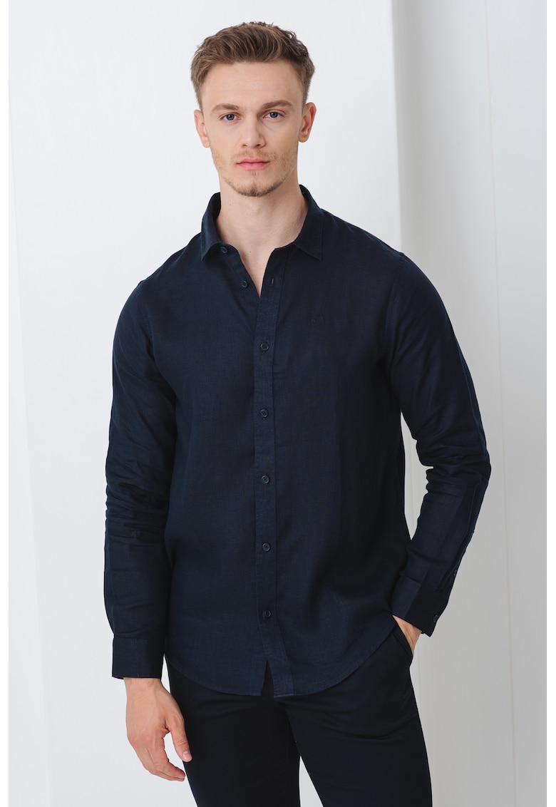 Camasa regular fit din in - Bleumarin