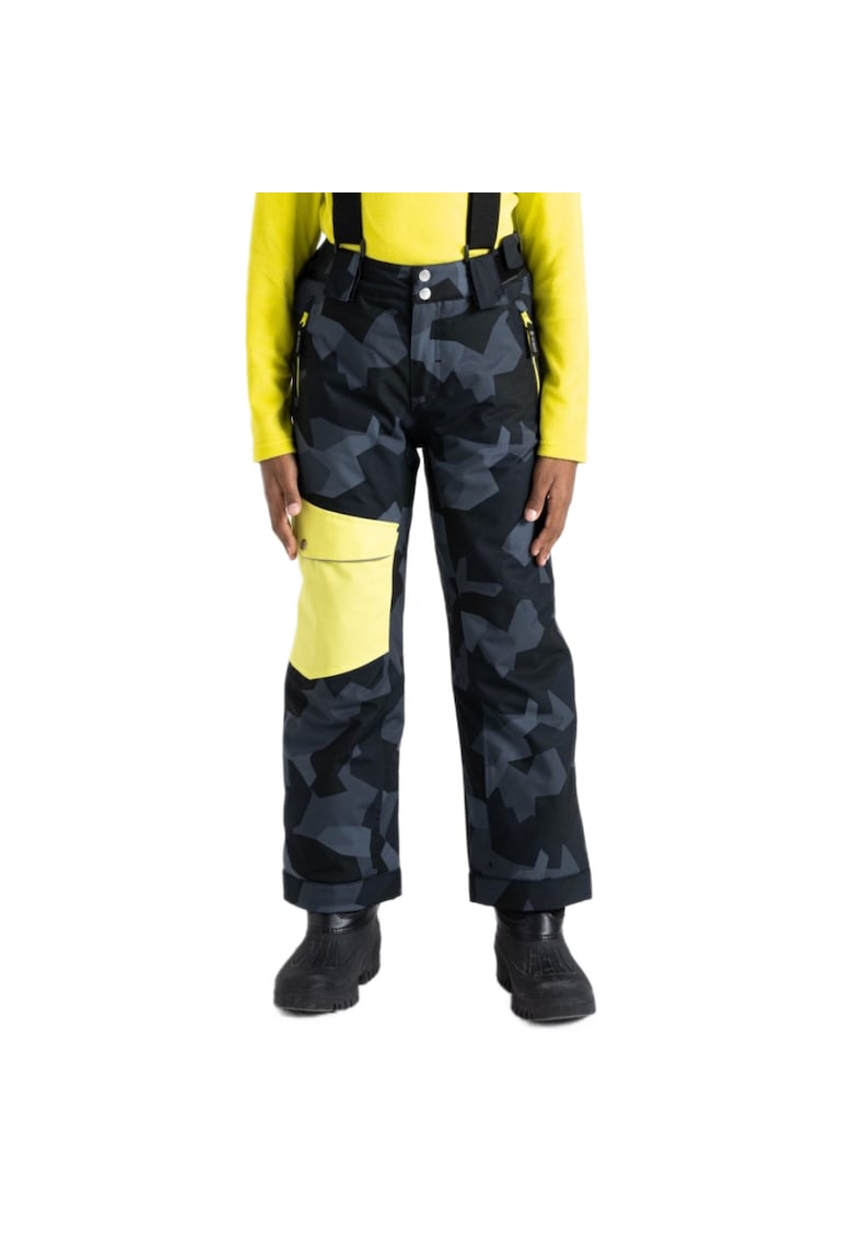 Pantaloni copii Pow - bretele - negru - poliester