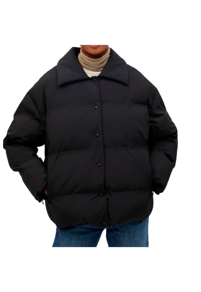 Jacheta groasa matlasata - neagra - poliester - pentru femei -