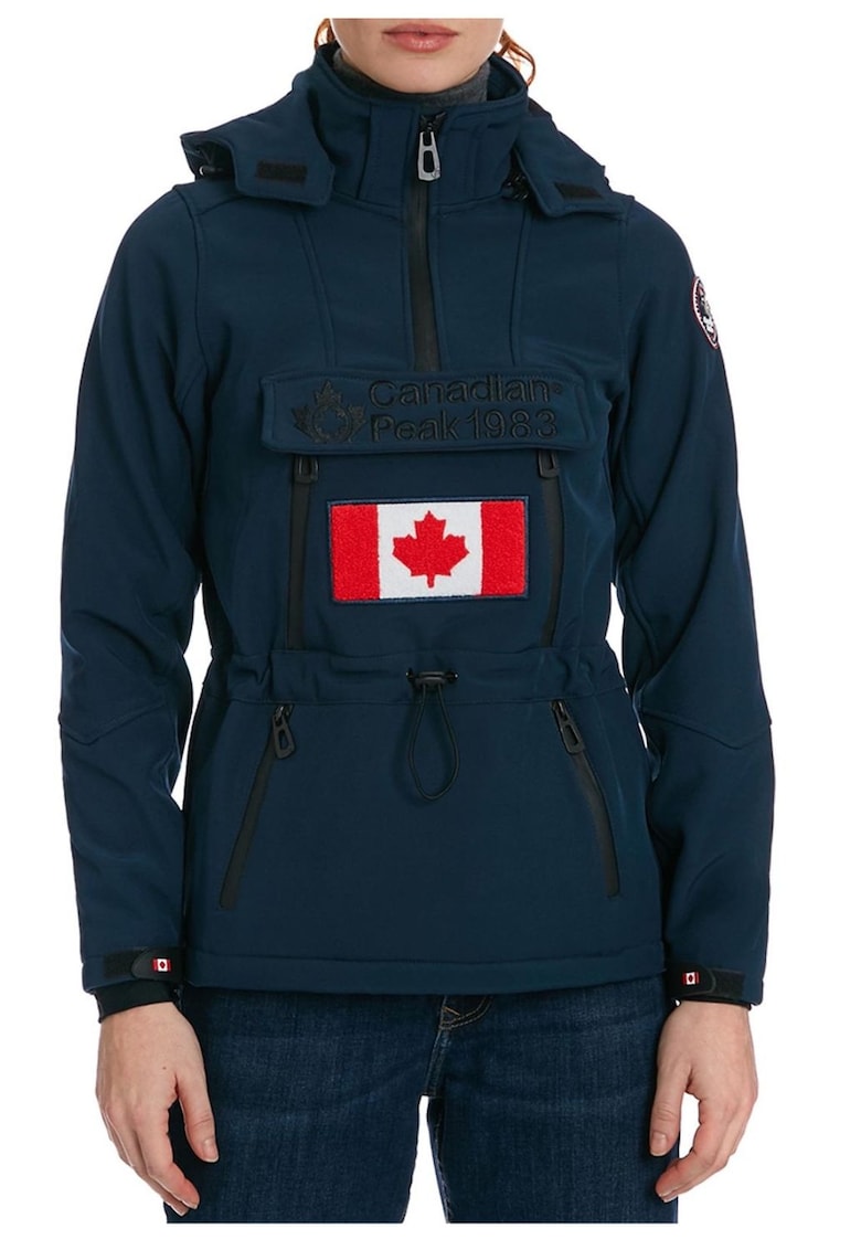 Jacheta softshell poliester/elastan - bleumarin - impermeabila - cu gluga detasabila
