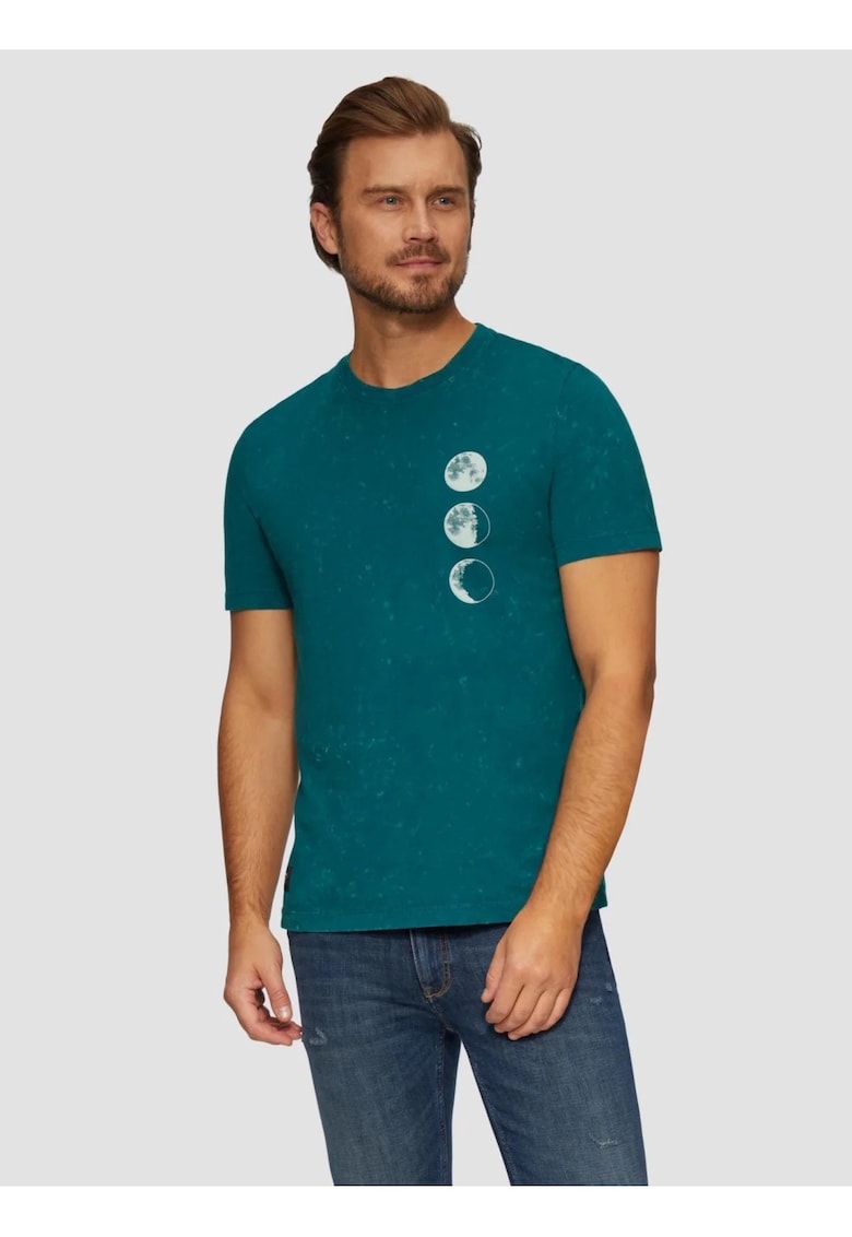Tricou barbati cu decolteu la baza gatului si imprimeu cu fazele luni -