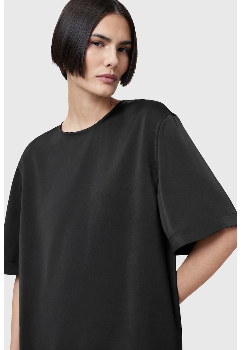 Tricou relaxed fit satinat Amelie - Negru