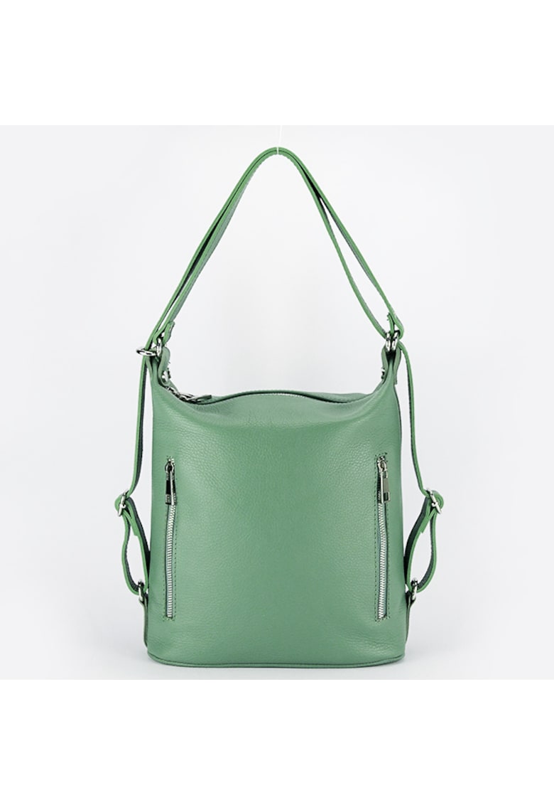Rucsac verde menta din piele naturala 2 in 1 Lucia 121 15853 - Verde menta