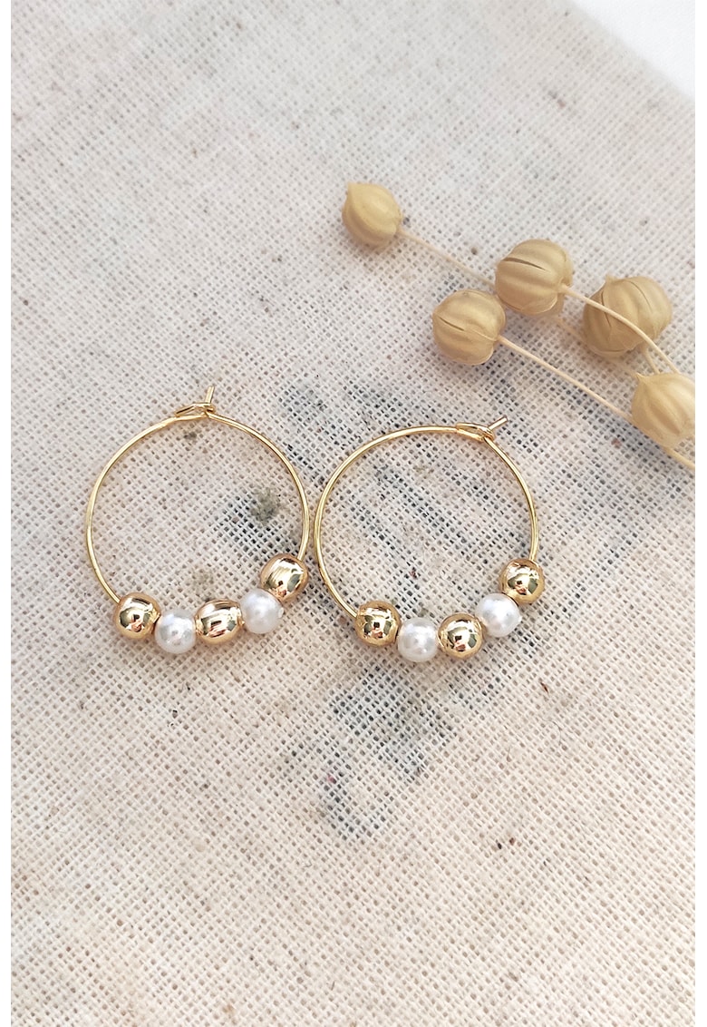 Cercei rotunzi cu perle sintetice