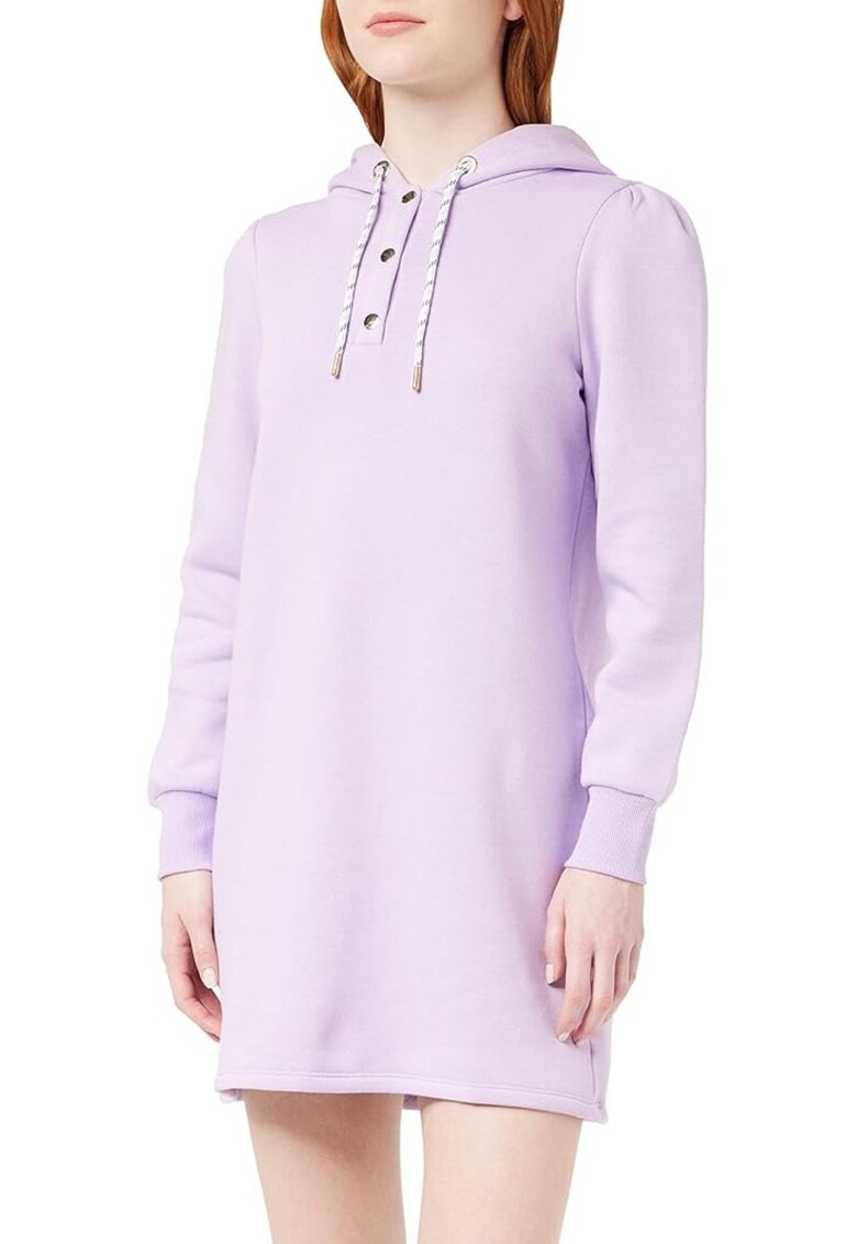 Rochie de dama - mov - bumbac si poliester - cu gluga - design simplu - nou cu defect -