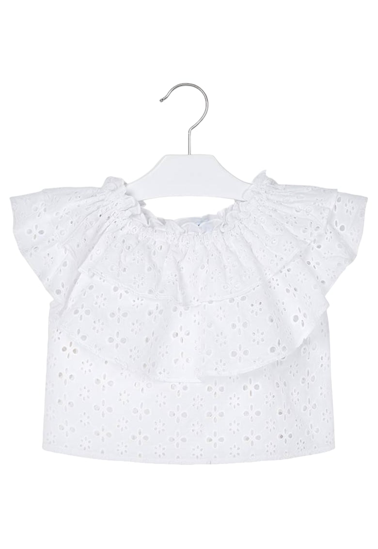 Tricou copii - alb - bumbac - broderie - maneca scurta