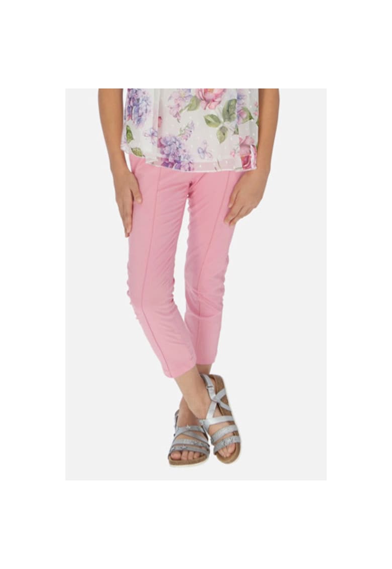 Pantaloni copii drepti - roz - 97% bumbac - cu buzunare