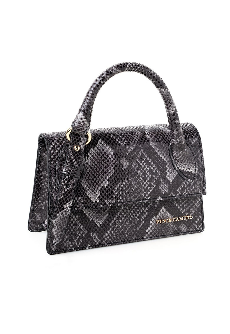 Geanta crossbody de piele ecologica cu animal print - Negru/Alb murdar