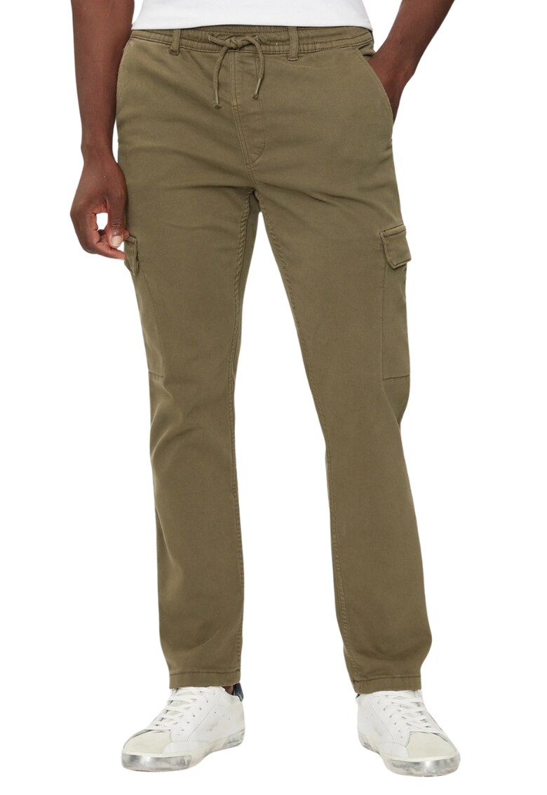 Pantaloni barbati kaki - bumbac - cu buzunare laterale