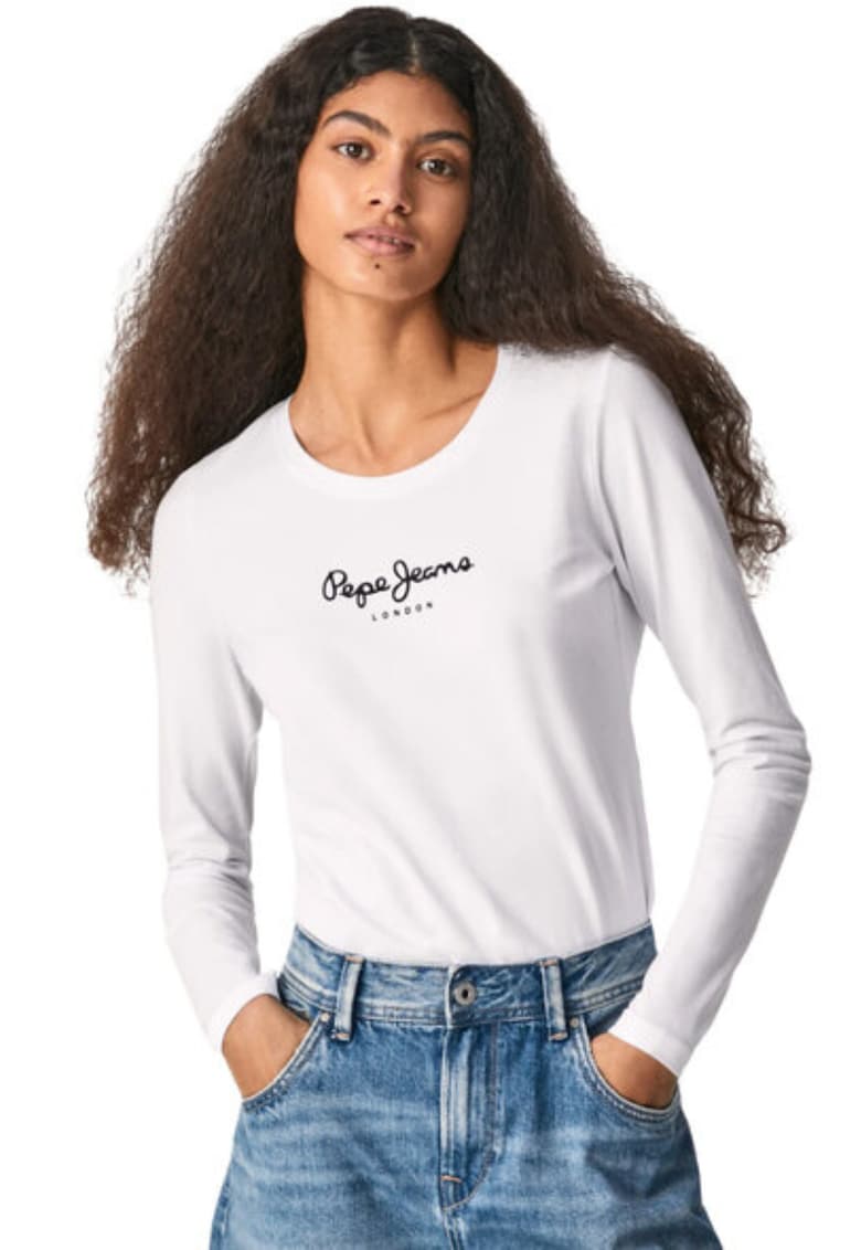 Bluza dama slim fit - bumbac/elastan - alb