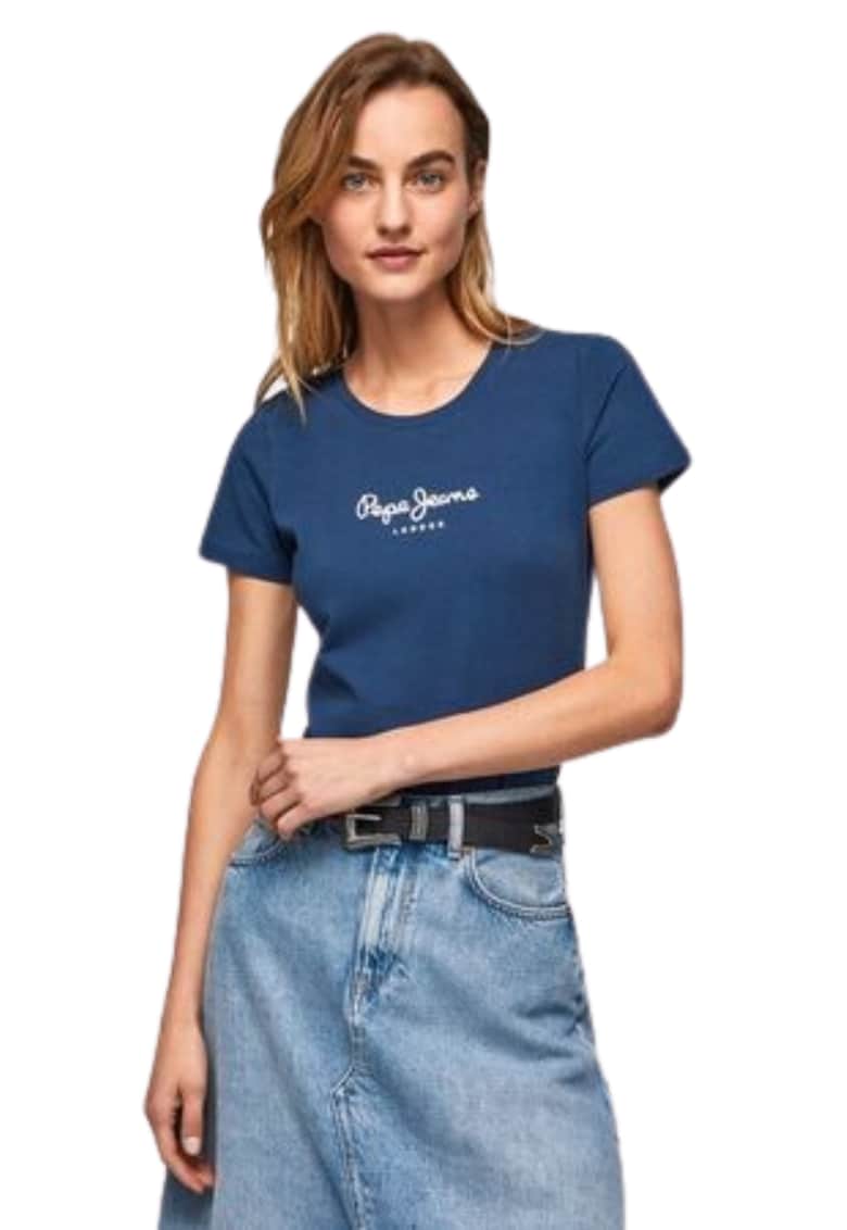 Tricou dama Virginia - maneci scurte - bumbac/elastan - bleumarin