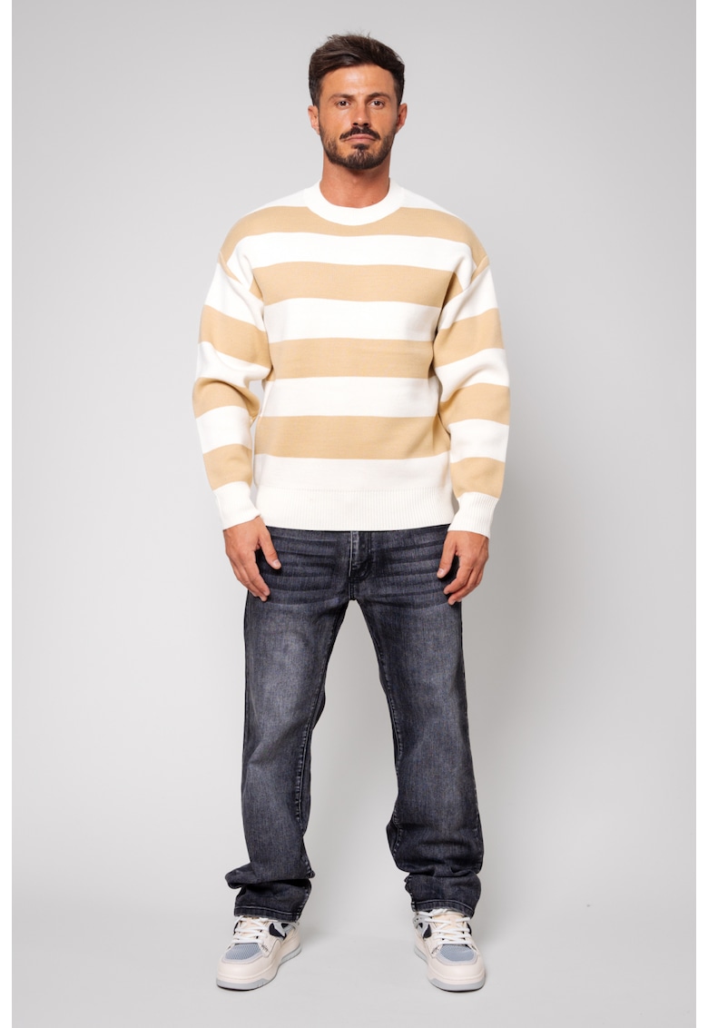 Pulover in dungi din mix de lana - Off White/Beige 14267 - Alb/Bej