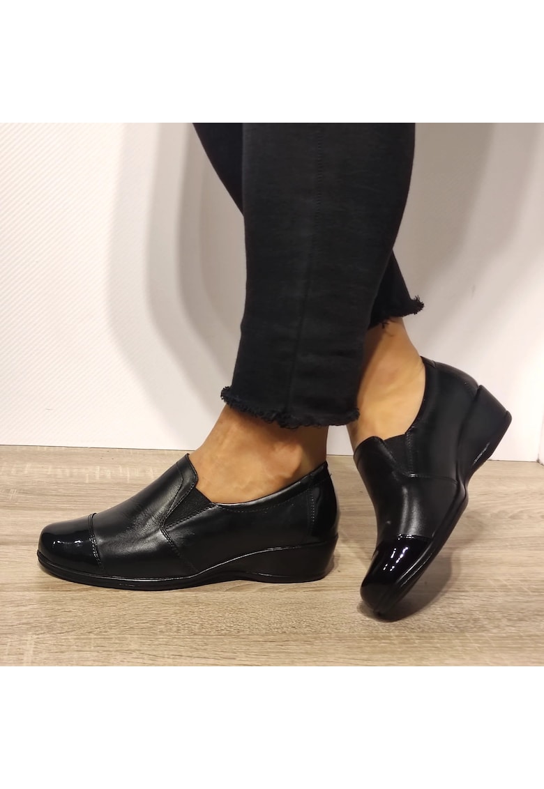 Pantofi Casual Dama 13953 Negri + Lac - Negru + Lac - Negru