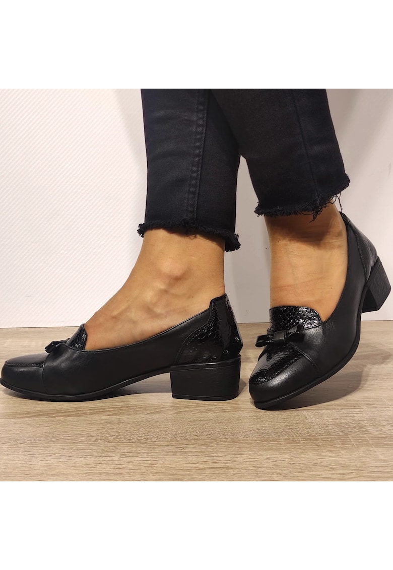 Pantofi Casual Dama 118948 Negri + Croco - Negru + Croco - Negru
