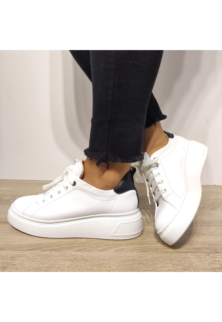 Pantofi Casual Dama 3164-4 Albi + Negru - Alb + Negru - Alb/Negru
