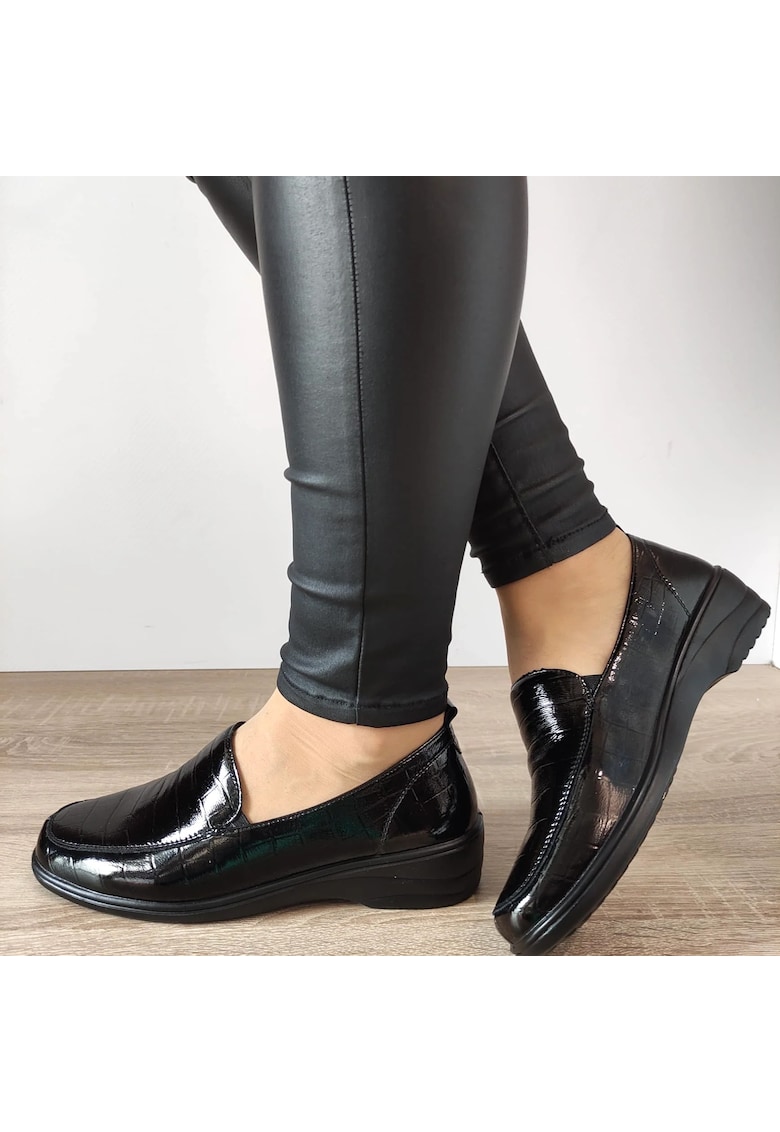 Pantofi Casual Dama 400017 01-O Negri Croco - Negru Croco