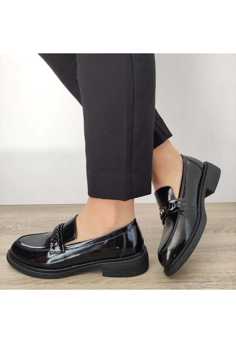 Pantofi Casual Dama 30025L Negri Lac - Negru Lac
