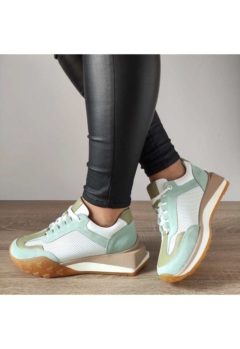 Pantofi Casual Dama 70832 G1477-01 Albi + Vernil - 40 - Alb + Vernil