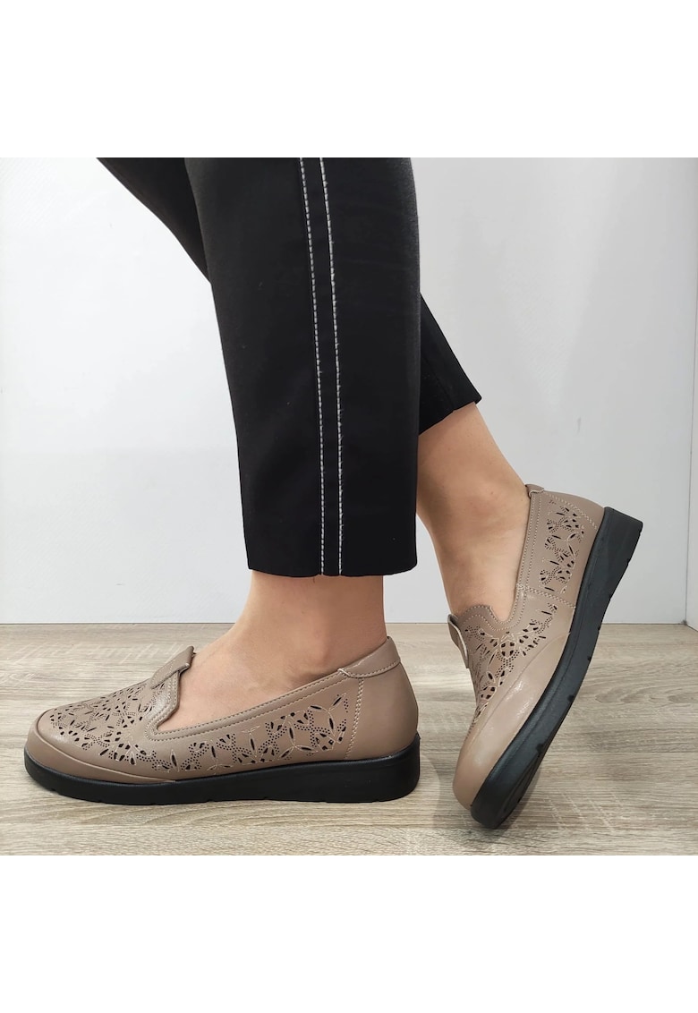 Pantofi Casual Perforati Dama 33196Wtp Apricot - Apricot