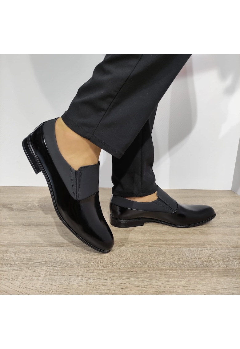 Елегантни мъжки обувки A154-Zb24-Oop28 Floral Black - Floral Black + Matte Black - Черен