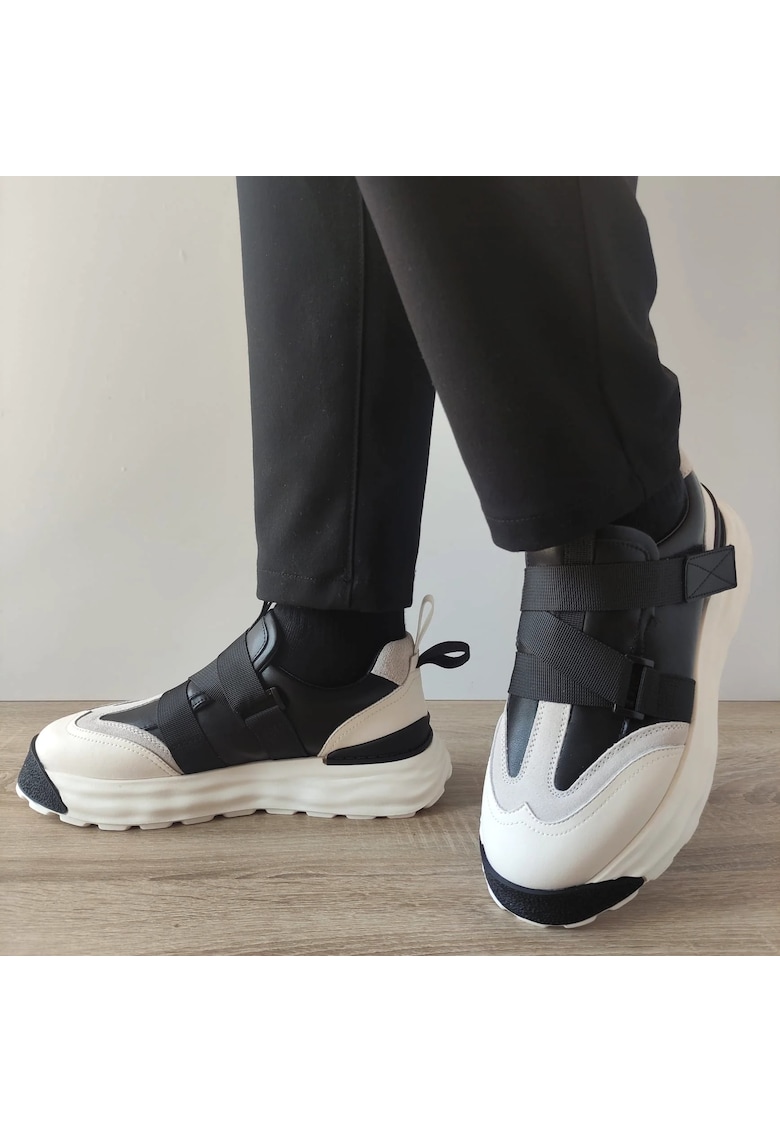Pantofi Barbati 8326 Negri + Off White - Black + Off White
