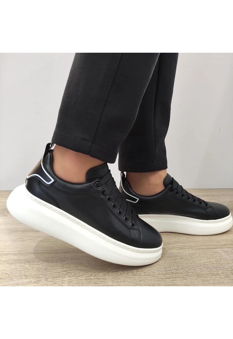 Pantofi Casual Barbati 3221 Negri + Talpa Alba - 40 - Negru + Talpa Alba