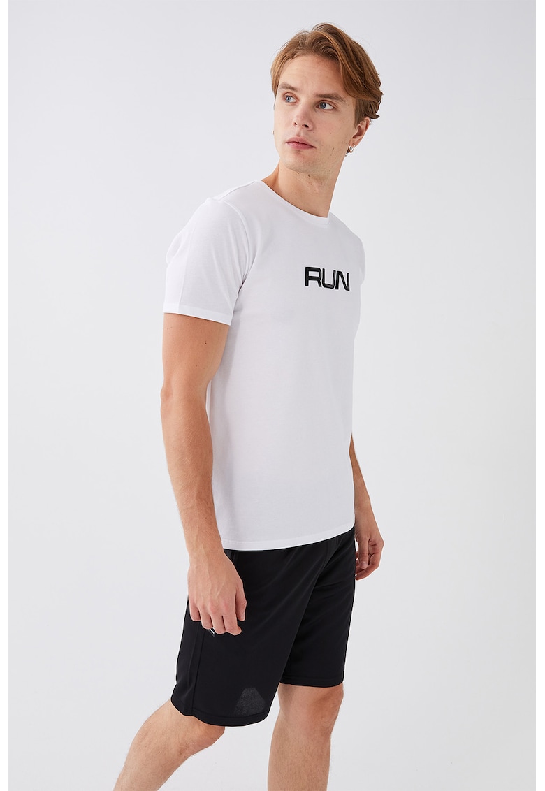 Tricou cu decolteu la baza gatului - Negru/Alb optic