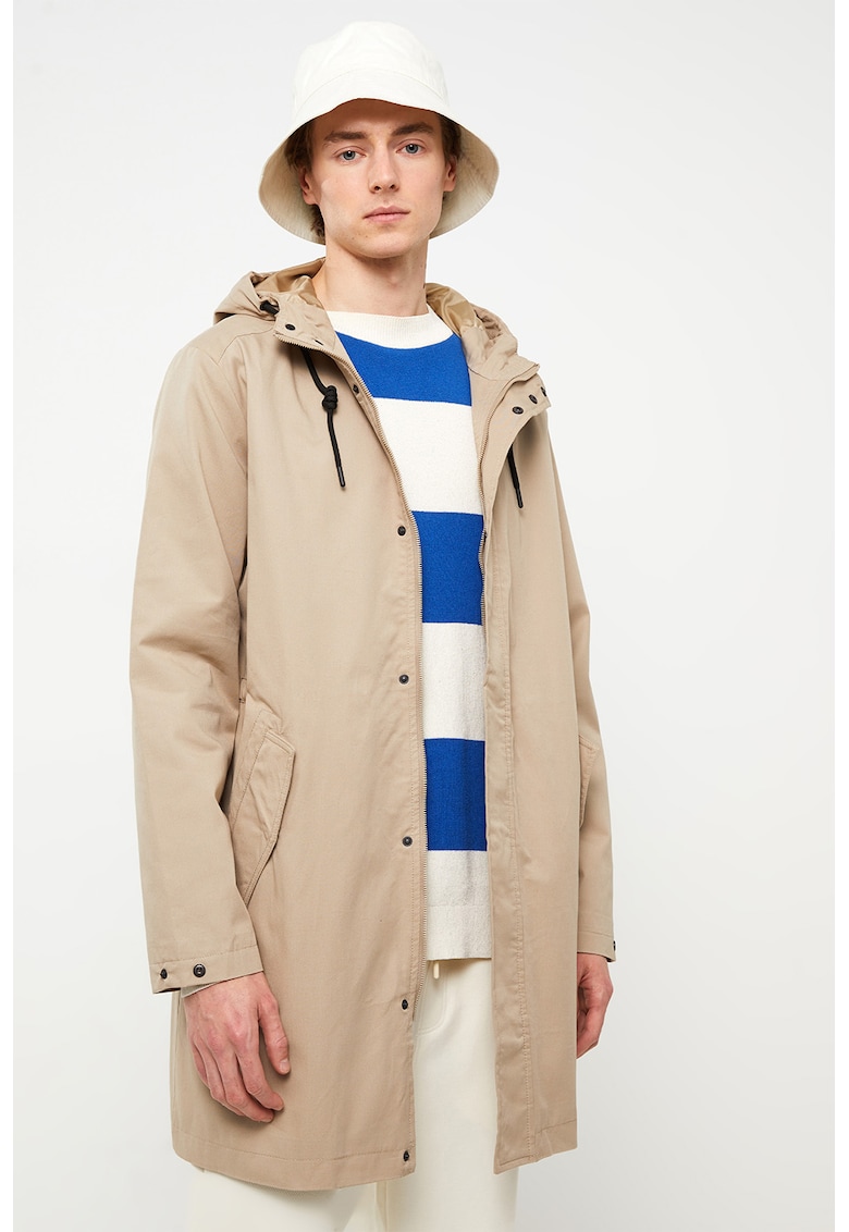 Trenci cu gluga si snur in talie